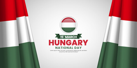 Hungarian waving ribbon flag for Hungary national day banner design