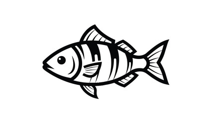 A distinct graphic depiction of a freshwater fish in sleek black and white tones, showcasing minimalist design with prominent body stripes and