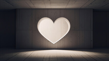 Modern Valentine Love Concept with Heart-Shaped Architectural Light Void