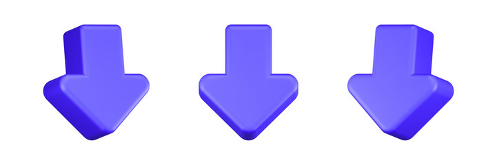 down arrow 3d rendering icon blue color
