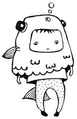 fish in a cap vector