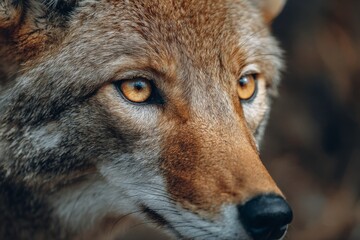 Intense Coyote Portrait in Natural Wildlife Setting