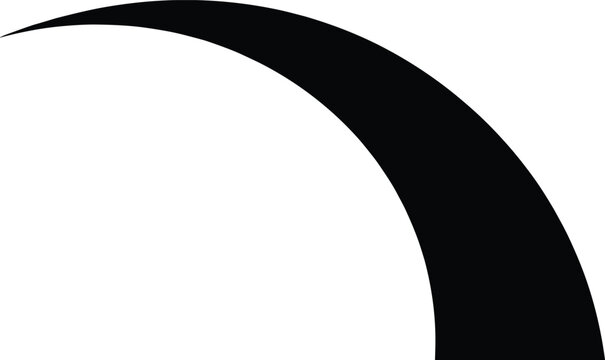 Minimal abstract black curved arc shape forming dynamic swoosh design on clean white background modern vector illustration