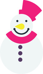 Cartoon Snowman with Pink Hat and Scarf