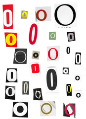 Vector Letter O Cut Out Magazine Newspaper Alphabet Pack Graphic Writing Collage Set Real Scan Vintage Media
