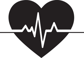 heartbeat line icon silhouette on a white background