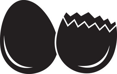 Abstract black silhouette of a cracked egg symbolizing new beginnings and growth