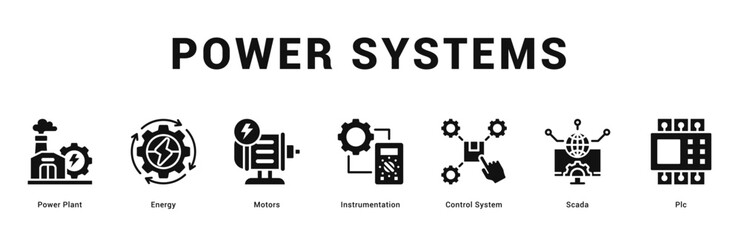 Power Systems Modern and clean web banner illustration featuring thematic icons for visual communication