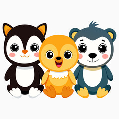 “Cute Cartoon Animals Set Adorable Baby Forest Animals Vector Illustration”