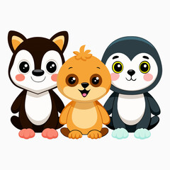 “Cute Cartoon Animals Set Adorable Baby Forest Animals Vector Illustration”