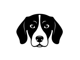 Black and White Dog Head Illustration