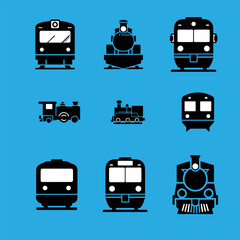 Vintage and Modern Train Transportation Icon Set