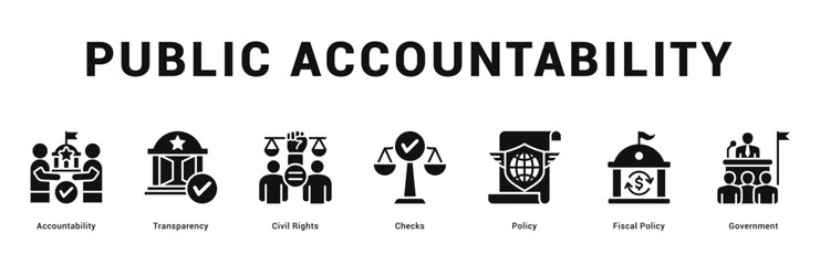 Public Accountability Modern and clean web banner illustration featuring thematic icons for visual communication