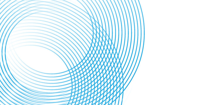 Abstract blue circle lines on white background. Geometric stripe line art design. Modern gradient lines pattern. Futuristic technology concept.