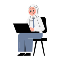 Female Student Using Laptop On Chair