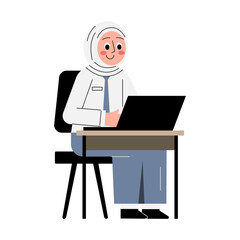 Student Working On Laptop At Desk