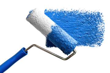 Painting the Canvas: A paint roller, imbued with vibrant blue, gracefully sweeps across a surface, leaving a streak of color that heralds fresh beginnings and creative expression.