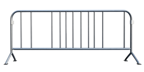 Metal Barrier: A sturdy metal barrier, designed to delineate spaces and ensure order. Its simple lines and robust construction reflect a sense of structure and control.