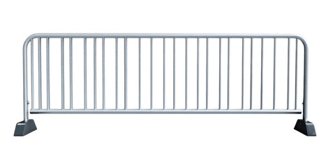 Safety Barrier: A sturdy, silver metal barrier stands as a symbol of security and order. designed to manage crowds, the structure ensures the safety and organization