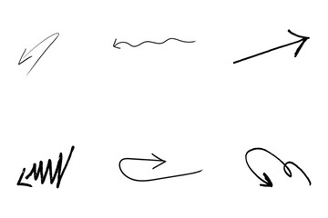 A pair of hand-drawn arrow symbols showing movement and direction on a black background