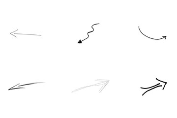 A simple white hand-drawn arrow pointing downwards right on a black background