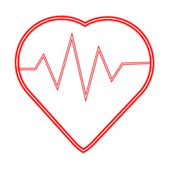 Red heart icon with ekg line on black background symbolizing health and vitality