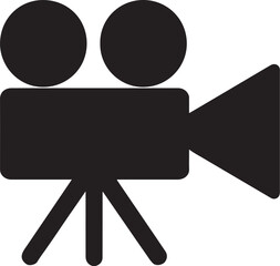 PrintSimple black silhouette of a vintage movie camera on a tripod