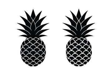 Obraz premium Black Pineapple Silhouette Vector Set