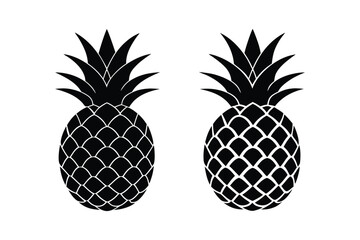 Obraz premium Black Pineapple Silhouette Vector Set