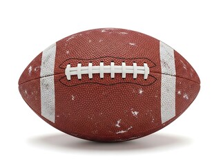 Brown football with white stripes