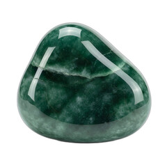 Smooth polished deep green aventurine gemstone tumbled stone on a pure on transparent background