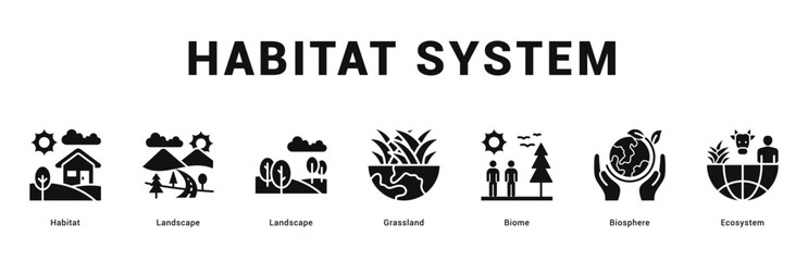 Habitat System Modern and clean web banner illustration featuring thematic icons for visual communication