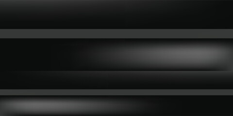 Black Studio background. Black Background Empty Room Studio with table. Empty room with light shadow. Space for selling products on the website. Vector illustration.