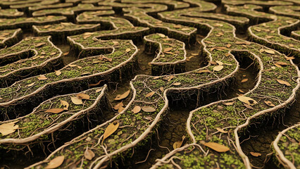 Ground Fissures Moss Cracks Pattern Steps