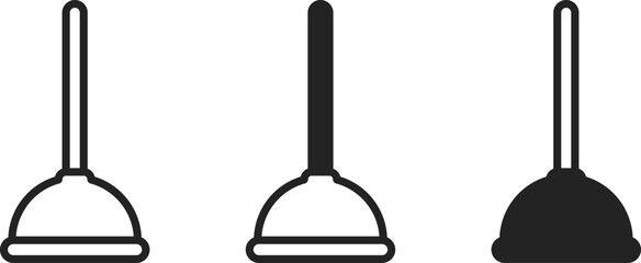Plunger cleaner plumbing black icon vector design