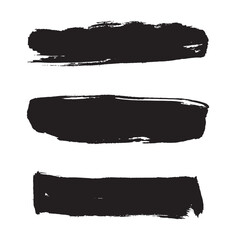 Textured Black Brush Strokes Set