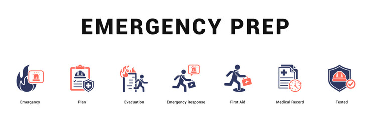 Emergency Prep Modern and clean web banner illustration featuring thematic icons for visual communication