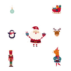 Holiday cheer illustrations: Delightful illustrations bring holiday spirit with Santa, reindeer and other festive characters.