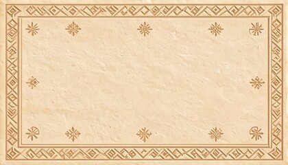 A rectangular, textured parchment-like surface with an ornamented border and star-like motifs