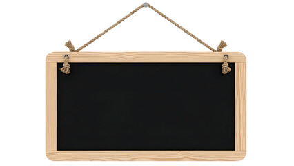 Blank Wooden Framed Hanging Chalkboard Sign Isolated on Transparent Background