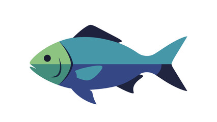 A beautifully crafted vector illustration featuring a stylized blue and green fish a captivating aquatic creature presented with a simple clean