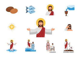 Biblical Miracles Illustration Set Faith, Healing, and Divine Power