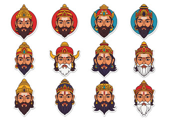 Illustrations of Male Deities or Historical Figures with Various Headwear