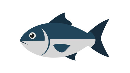 Obraz premium A charming flat design illustration of a streamlined blue and gray fish, presented with clean lines and a minimalist aesthetic, suitable for aquatic