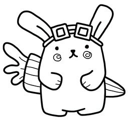 coloring page of a funny cartoon rabbit