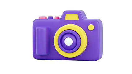 3D Rendered Purple Camera on White Background