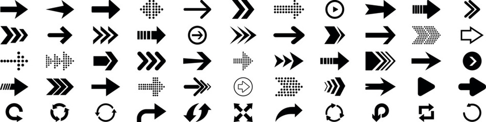 Arrow icon set, arrow cursor. Modern simple arrows. collection, different arrow signs, black arrows icons. Vector illustration.
