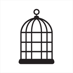 Elegant black and white birdcage design with simple geometric lines providing a vintage or minimalist aesthetic