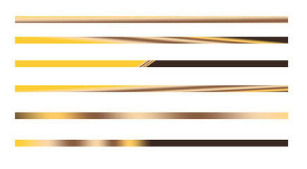 Thin Metallic Horizontal Line Elements Set on Transparent Background