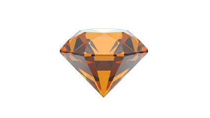 Golden Diamond Gemstone Isolated on White Background